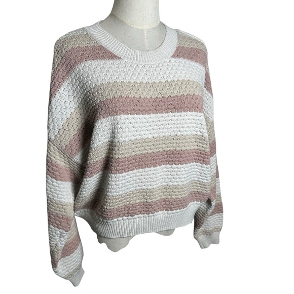 Hollister Color Block Striped Women's Crew Neck Sweater Small Pink Preppy Y2K - Picture 6 of 11